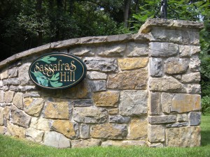 Limestone Gateway on Sassafrass Hill in Sunbury, Pennsylvania.